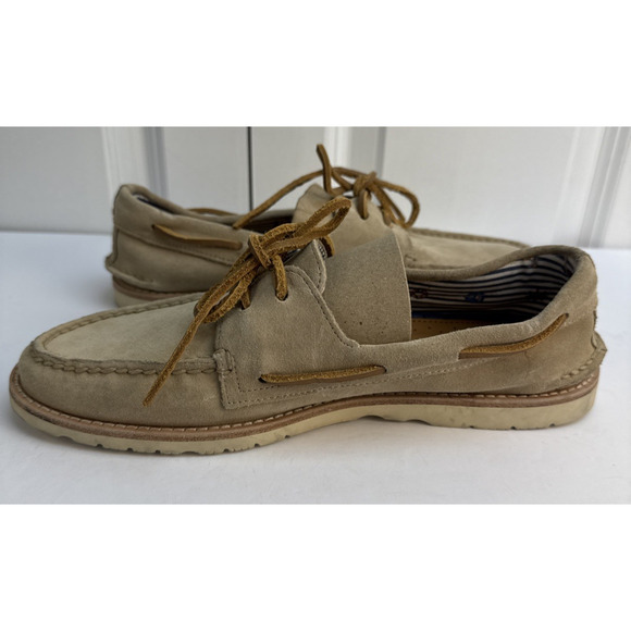 Sperry Top-Sider Nordstrom Boat Shoes Mens 9 Tan Brown Suede Lace Up Loafer EUC